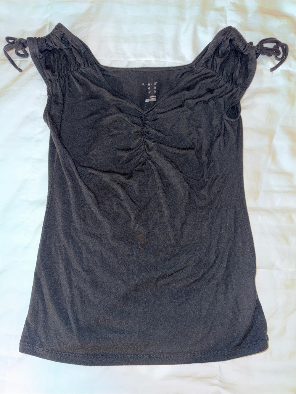 a new day Black Ruched Tie-Shoulder Camisole